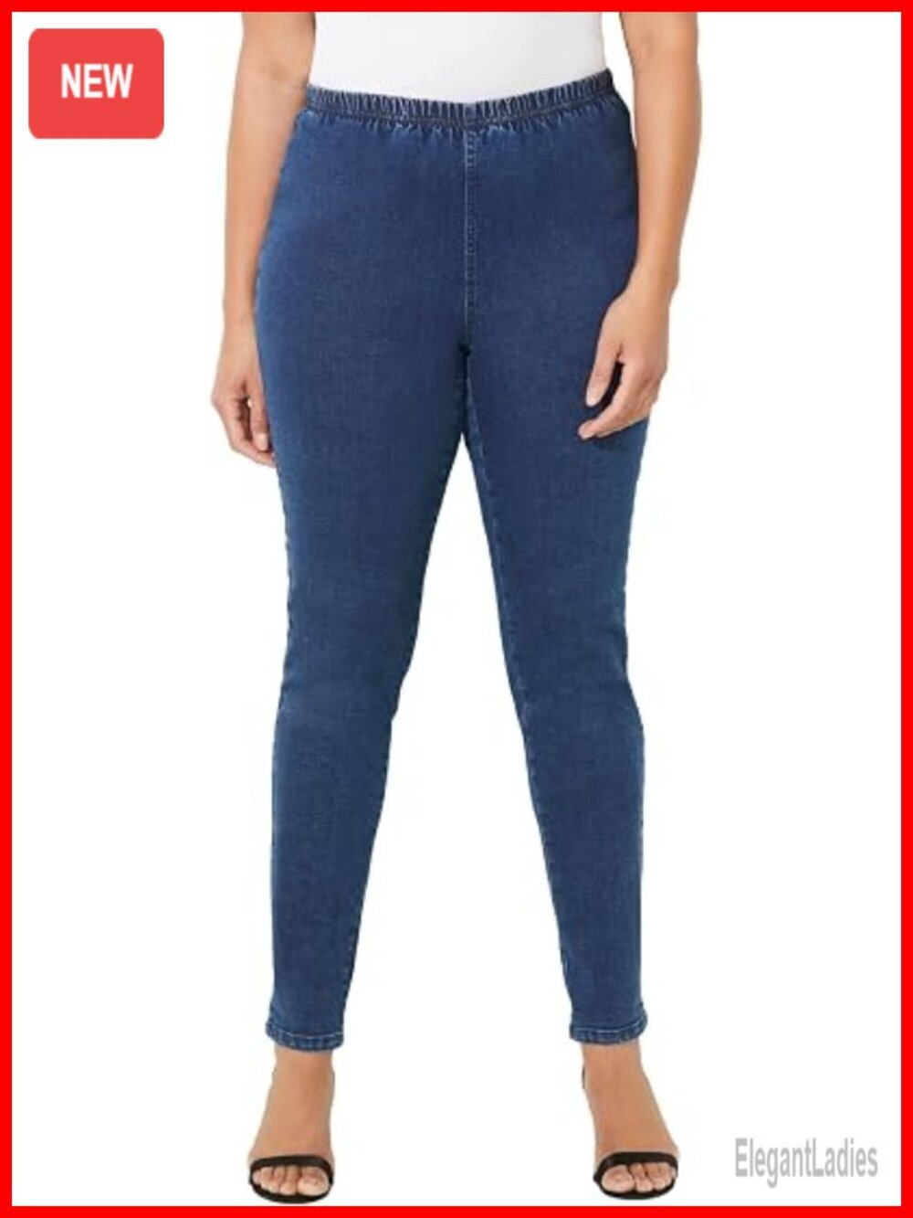 Plus Size Pull-On Skinny Jeans with Elastic Waist